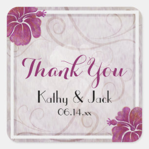 Etiqueta do casamento do hibiscus da ameixa