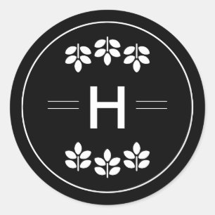 Etiqueta do casamento do monograma dos ramos do