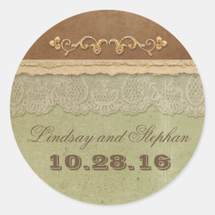 Etiqueta do casamento vintage com laço rústico d