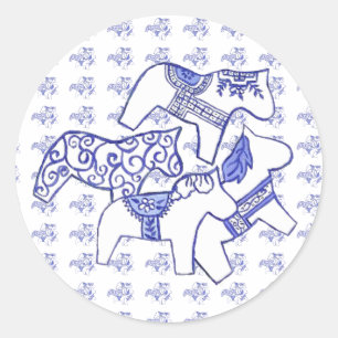 Etiqueta do cavalo azul e branco