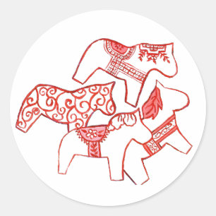 Etiqueta do cavalo vermelho e branco