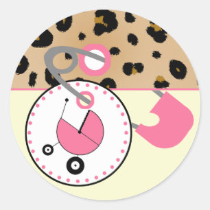 Etiqueta do chá de fraldas - leopardo & Pin
