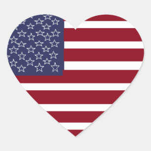 Etiqueta do CORAÇÃO da BANDEIRA AMERICANA
