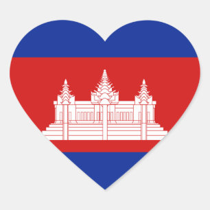 Etiqueta do coração da bandeira de Cambodia