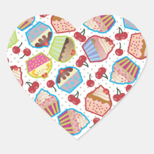 Etiqueta do coração das cerejas dos cupcakes n d