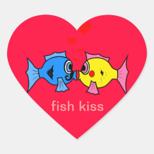 Etiqueta do coração do beijo dos peixes