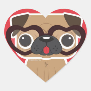 Etiqueta do coração do Pug
