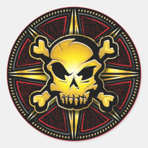 Etiqueta do crânio do pirata