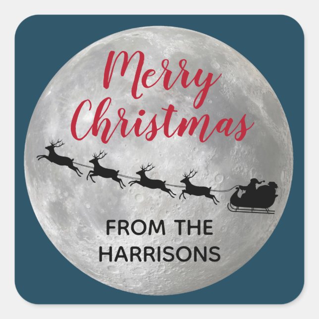 Etiqueta do Design com Papai noel de lua cheia (Frente)