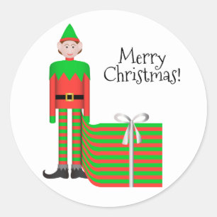 Etiqueta do duende do Natal - pacote listrado do