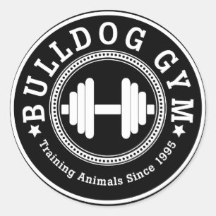 Etiqueta do Dumbbell do Gym do buldogue