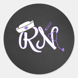 Etiqueta do favor da enfermeira do RN/selo roxos