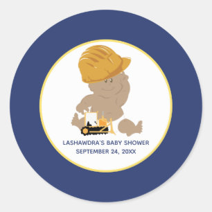 Etiqueta do favor do chá do bebé da construção