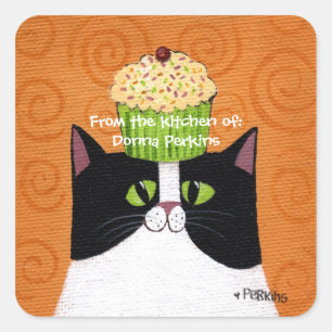 Etiqueta do gato do cupcake