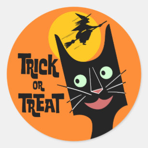 Etiqueta do gato do Dia das Bruxas da doçura ou
