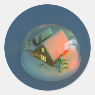 Etiqueta do globo da neve da casa do Natal