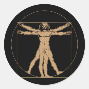 Etiqueta do homem de da Vinci Vitruvian