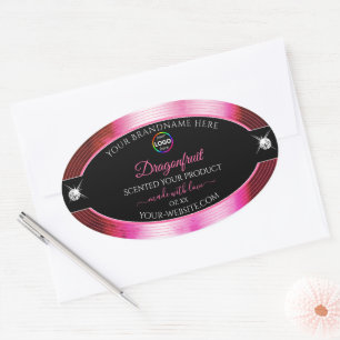 Etiqueta do logotipo rosa brilhante Crimson preto