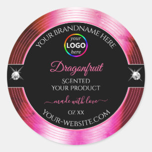 Etiqueta do logotipo rosa brilhante Crimson preto