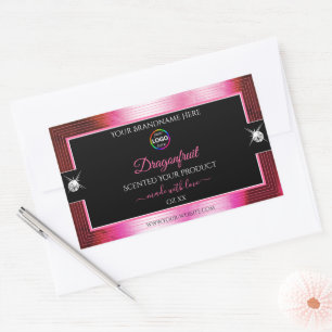 Etiqueta do logotipo rosa brilhante Crimson preto
