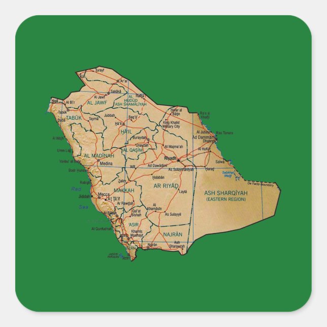 Etiqueta do mapa de Arábia Saudita (Frente)