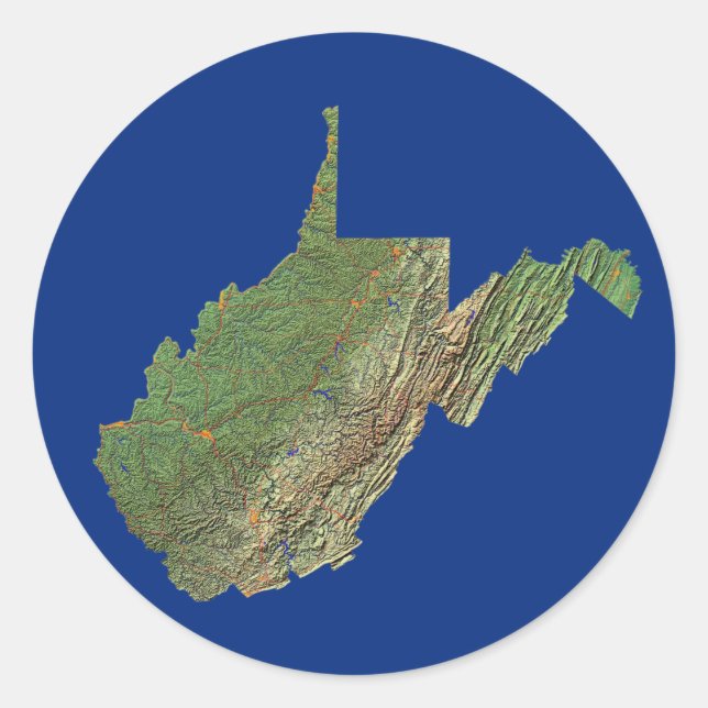 Etiqueta do mapa de West Virginia (Frente)