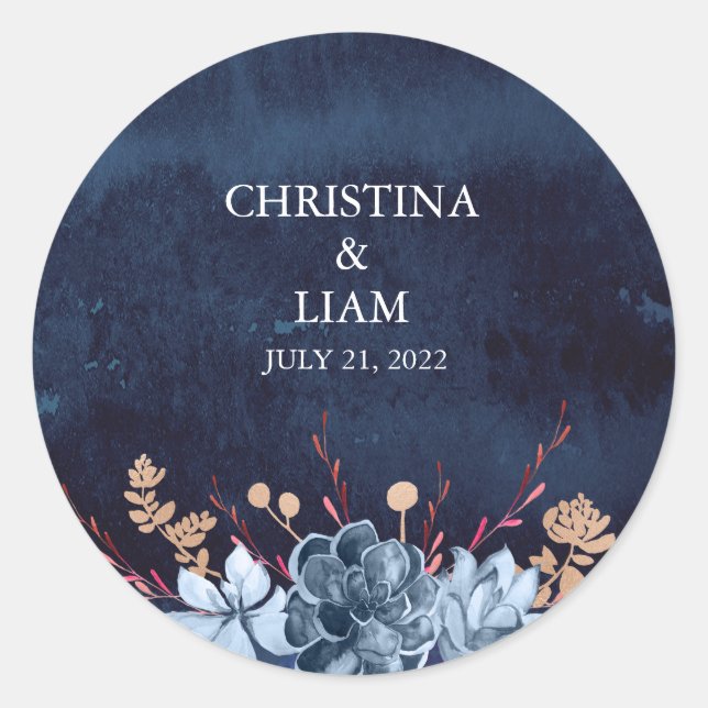 Etiqueta do marinho Chalkboard Floral Wedker (Frente)