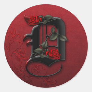 Etiqueta do monograma D do preto e da rosa