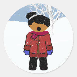 Etiqueta do Natal da menina do afro-americano