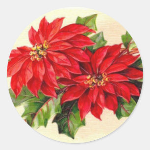 Etiqueta do Natal da poinsétia do Victorian