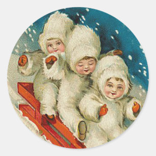 Etiqueta do Natal do bebê da neve do Victorian