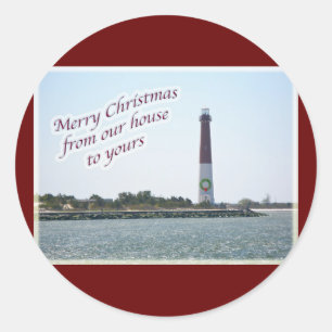 Etiqueta do Natal do farol de Barnegat