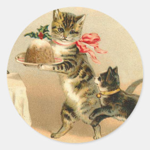 Etiqueta do Natal do gatinho do vintage