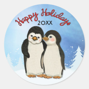 Etiqueta do Natal do pinguim