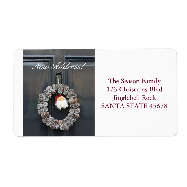 Etiqueta Do nosso novo endereço de Natal Wreath (Frente)