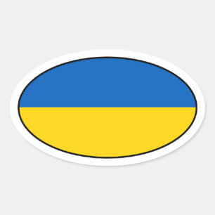 Etiqueta do Oval da bandeira de Ucrânia