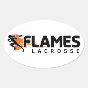 Etiqueta do Oval do Lacrosse das chamas