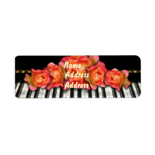 Etiqueta do piano dos rosas do teclado
