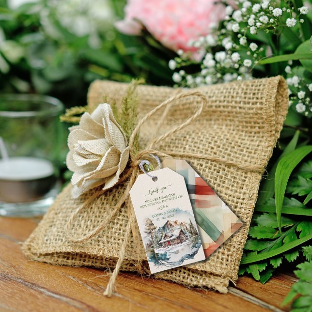 Etiqueta do Presente da Montanha de inverno (Criador carregado)