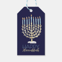 Etiqueta do presente Menorah - Marinho azul