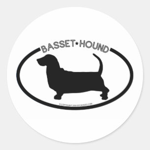 Etiqueta do preto da silhueta de Basset Hound