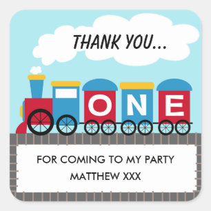 Etiqueta do primeiro aniversario do trem dos