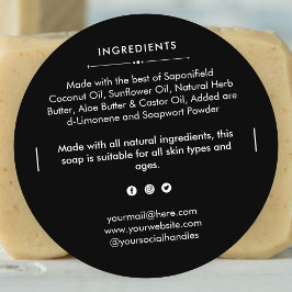 Etiqueta do produto Ingredientes de Bar de sabão r