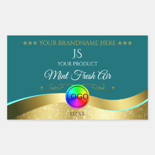 Etiqueta do produto Logotipo Dourado Wavy Teal Esc