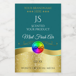 Etiqueta do produto Logotipo Dourado Wavy Teal Esc