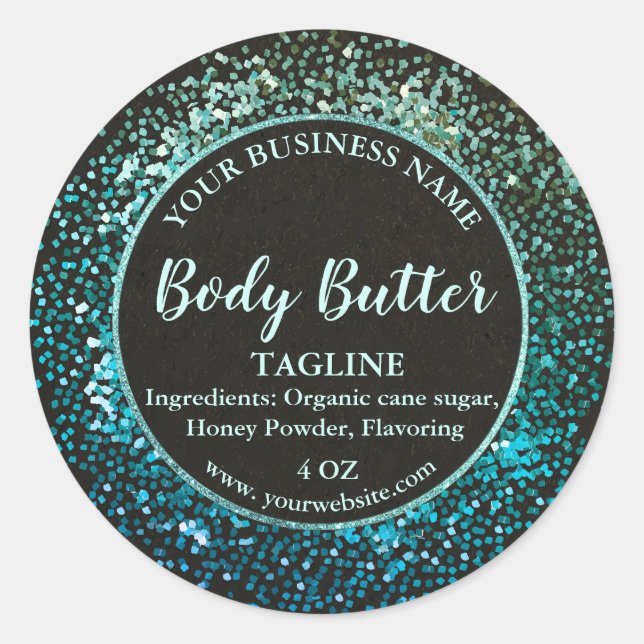 Etiqueta do produto Luxury Turquoise Glitter (Frente)