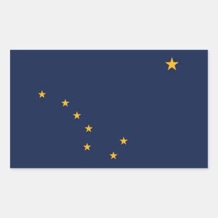 Etiqueta do retângulo com a bandeira de Alaska,