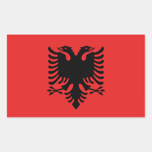 Etiqueta do retângulo com a bandeira de Albânia