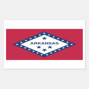 Etiqueta do retângulo com a bandeira de Arkansas,