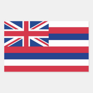 Etiqueta do retângulo com a bandeira de Havaí, EUA